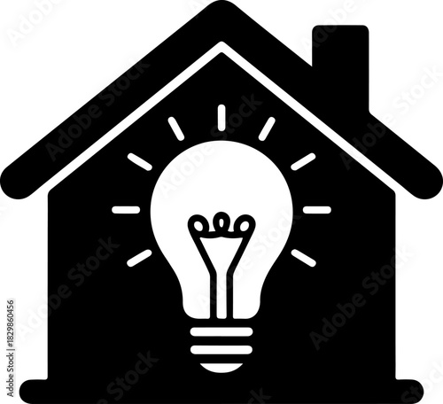 House with a lightbulb silhouette vector illustration