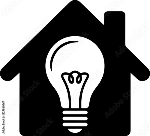 House with a lightbulb silhouette vector illustration
