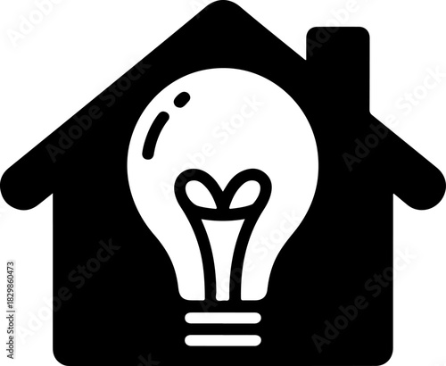 House with a lightbulb silhouette vector illustration
