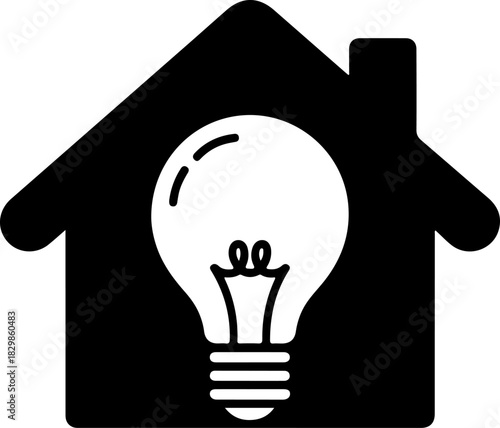 House with a lightbulb silhouette vector illustration