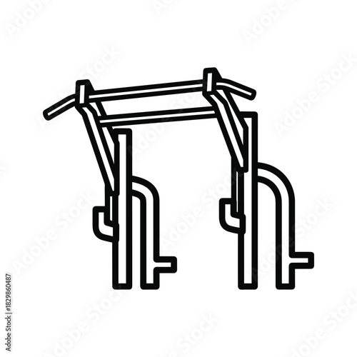 Outline Icon of a Pull-Up Bar and Dip Station Gym Equipment