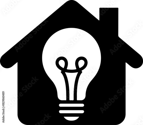 House with a lightbulb silhouette vector illustration
