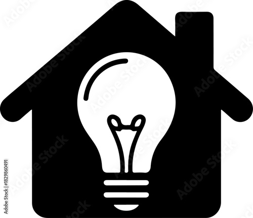 House with a lightbulb silhouette vector illustration