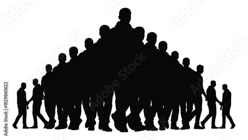 People pyramid silhouette isolated on white background, Vector