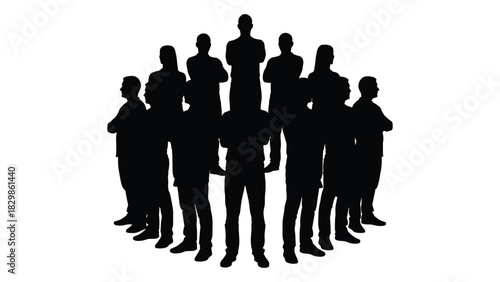 Diverse group of people silhouettes isolated on white background, Vector
