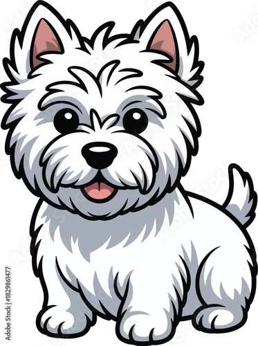 Cute cartoon a illustrator vector Westie