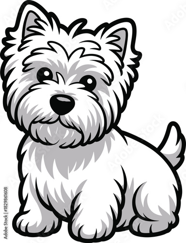 Cute cartoon a illustrator vector Westie