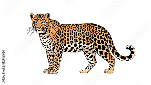 Illustration of a leopard in a wild style showcasing strength and beauty