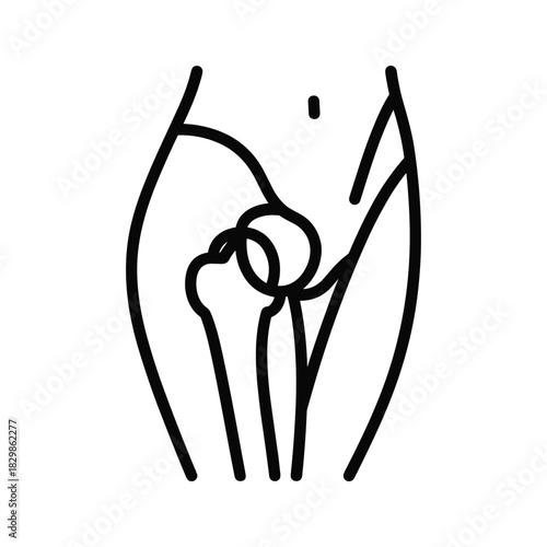 Human Hip Joint and Thigh Anatomy Outline Icon