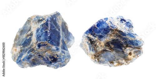 set of samples of benitoite natural stone isolated