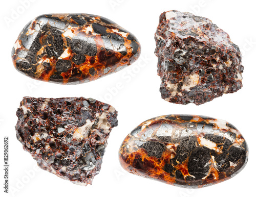 samples of zincite with franklinite stone isolated