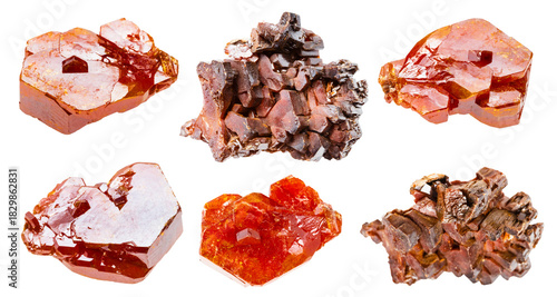 samples of vanadinite natural stones isolated