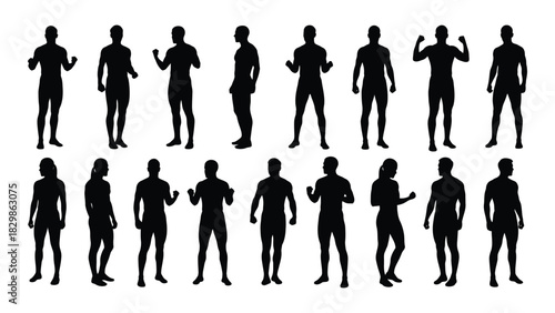 Human silhouettes collection isolated on white background, Vector