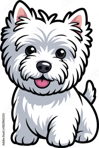 Cute cartoon a illustrator vector Westie