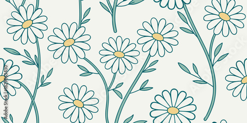 Tiny Daisy Flower Repeat Pattern in Soft Pastel Colors, Cute Fashion Floral Design for Textiles, Apparel Prints, Wallpapers, and Decorative Vector Use