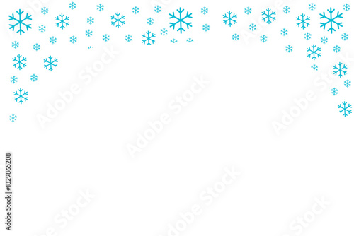 Blue Snowflake Border Frame with Transparent Background