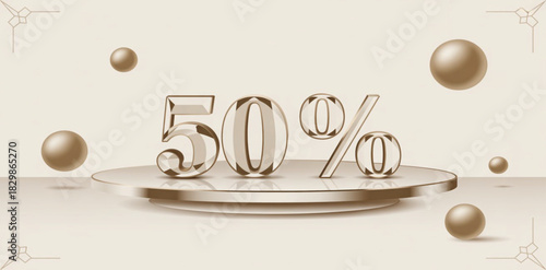 Premium sale promotion design, modern 3D typography, minimal yet high-end aesthetic suitable for fashion sales, holiday discounts, brand promotions, and digital marketing.