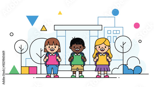 Students lining up outdoors for morning assembly at school. Ideal for education systems, student routines, discipline, and daily school activity visuals.