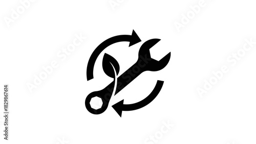 Green repair and sustainability symbol isolated on white background