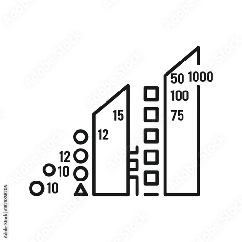 Abstract Data Chart Icon with Geometric Shapes and Numbers