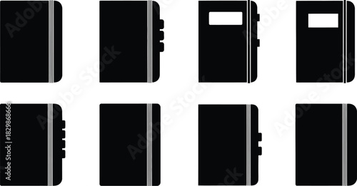 A collection of black rocket ship icons arranged in a grid pattern