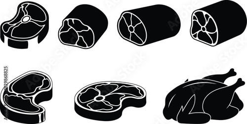 Silhouettes of birch leaves and branches against a plain white background