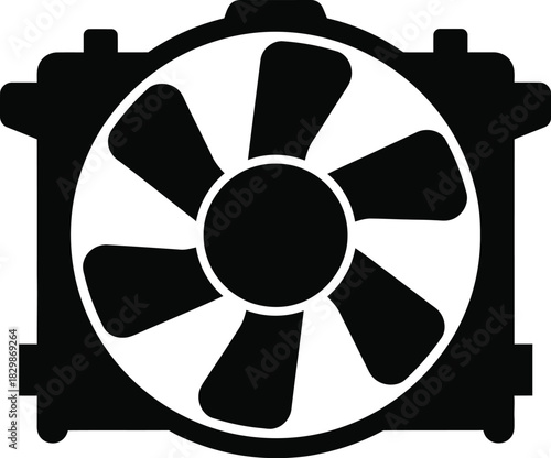 Black silhouette of a computer cooling fan and radiator icon
