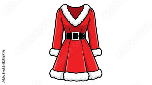 Festive Santa dress illustration, perfect for holiday promotions and Christmas designs, add a touch of magic to your creative projects with this seasonal attire