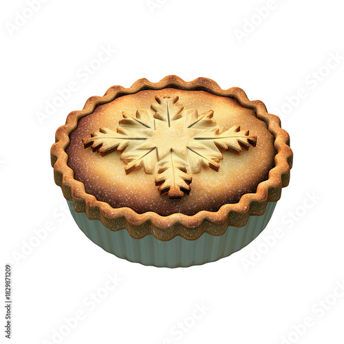Delicious pie topped with a snowflake design, perfect for winter festivities and cozy gatherings.