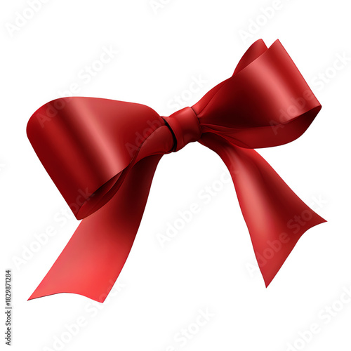 Elegant red ribbon bow for gifts, decorations, and festive occasions, adding a vibrant touch to any presentation.
