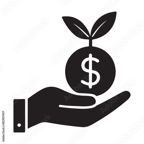 Business Investment Growth Solid Icon vector