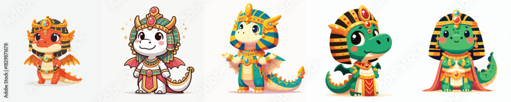 Obraz premium cute dragon in Cleopatra costume