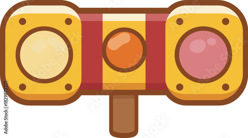 Cute cartoon three-light signal indicator vector icon. UI element, game asset, or colorful alert symbol in flat design style.