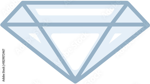Stylized light blue diamond illustration. Simple vector graphic of a precious gemstone, jewel, or crystal icon for luxury, wealth, and value.