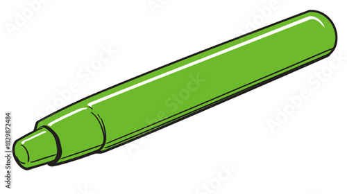 Bright Green Crayon or Drawing Marker Isolated on White Background for Art, Craft, Education, and Creative Projects