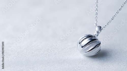 luxury silver pendant on white background, sharp focus, crisp edges, jewelry product display