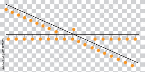 Decorative tassel fringe border element in gold isolated on transparent background