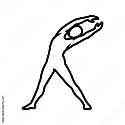 Yoga Side Bend Pose Outline Illustration