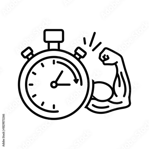 Fitness Stopwatch with Flexed Bicep Icon for Strength Training and Performance Tracking