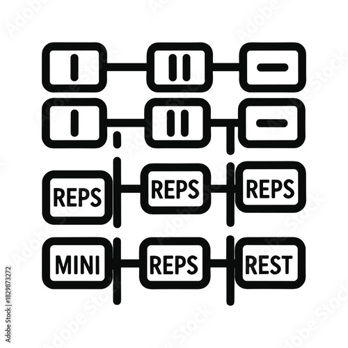 Fitness Workout Program Diagram: Repetitions, Mini-Reps, and Rest Periods