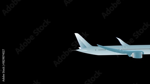 Flying Passenger Airplane Animation on Transparent Background