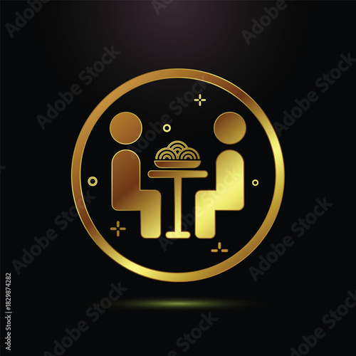 Golden illustration of people dining together