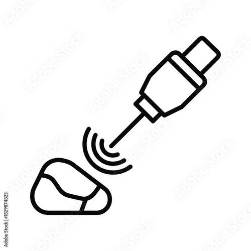 Mineral Detection Scanner Outline Icon with Emitted Waves