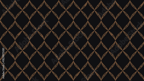 A dark background with a pattern of interconnected tan colored ovals forming a diamond shape grid design