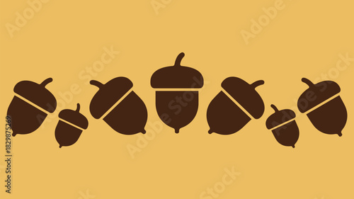 Autumn's bounty of acorns in earthy brown tones, perfect for fall harvest designs and Thanksgiving celebrations with seasonal charm