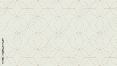 A repeating pattern of geometric shapes in light beige and gold creating a seamless texture design