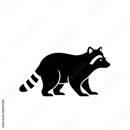 Standing Raccoon Silhouette Vector Icon.
​ raccoon, masked animal, wildlife, mammal, nocturnal, silhouette, vector icon, trash panda, bandit, simple, standing.