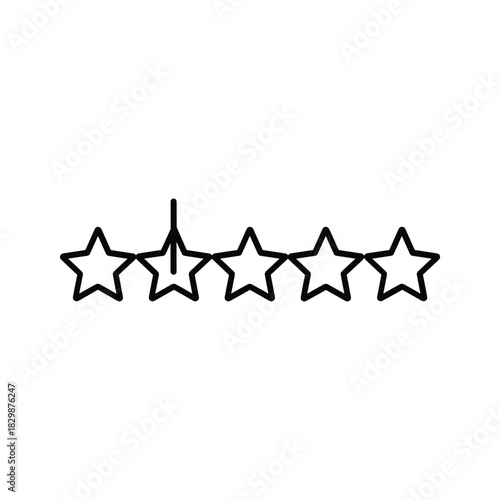 Two and a Half Star Rating Icon with Outlined Stars