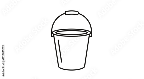 Clean line art of a simple bucket ready for your creative design project a minimalist icon ideal for graphics symbols or illustrations, Generative AI.
