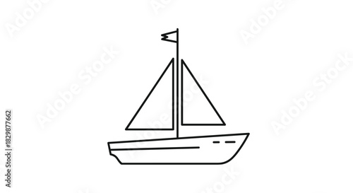 Elegant sailboat icon for travel posters and nautical designs a timeless symbol of adventure and freedom on the open sea minimalist line art, Generative AI.